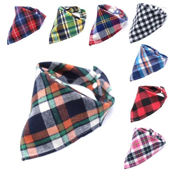 Abbigliamento per cani 10 pezzi Bandana per animali domestici Sciarpa per asciugamano triangolare scozzese classica scozzese per cuccioli Forniture per collare regolabile