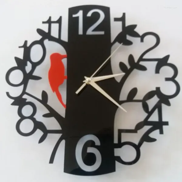 Relógios de parede luxo pequeno crianças relógio quartzo pássaro acrílico criativo moderno silencioso decoração reloj mural sala estar yy50wc