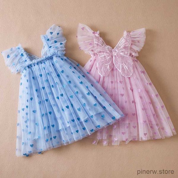 Kız Elbiseleri Kızlar için Bebek Yaz Elbiseleri Moda Toddler Çocuk Giysileri Sling Plaj Prenses Elbise Kelebek Kanatları Doğum Günü Partisi Kıyafet