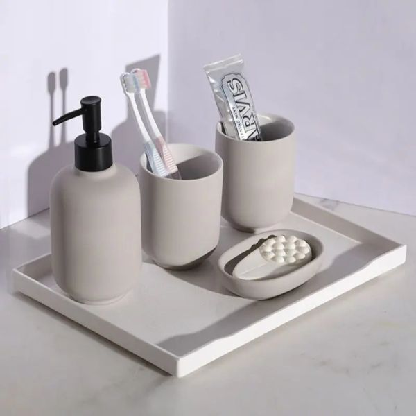 Set Accessori da bagno in ceramica nordica Set Decorazione Bottiglia di lozione di lusso Bocca Tazza Portaspazzolino Portasapone Vassoio serbatoio