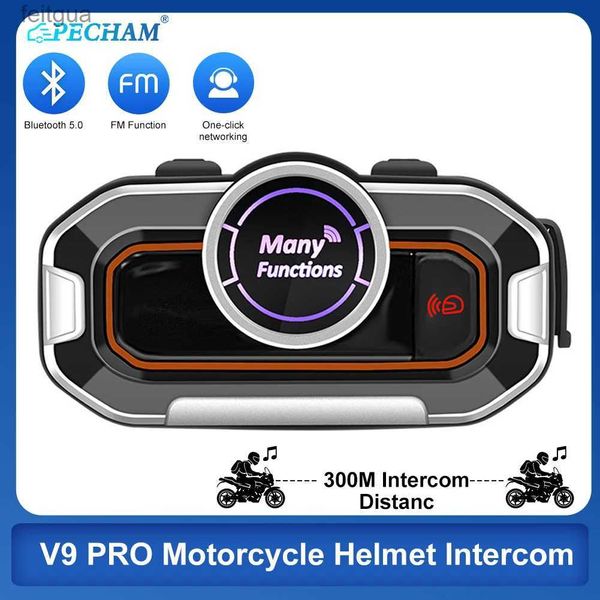 Walkie Talkie V9 PRO Motorradhelm-Headset für 2 Fahrer, Bluetooth-Gegensprechanlage, Kopfhörer, Motorrad-Kommunikator, Gegensprechanlage, wasserdicht, BT5.0, YQ240130