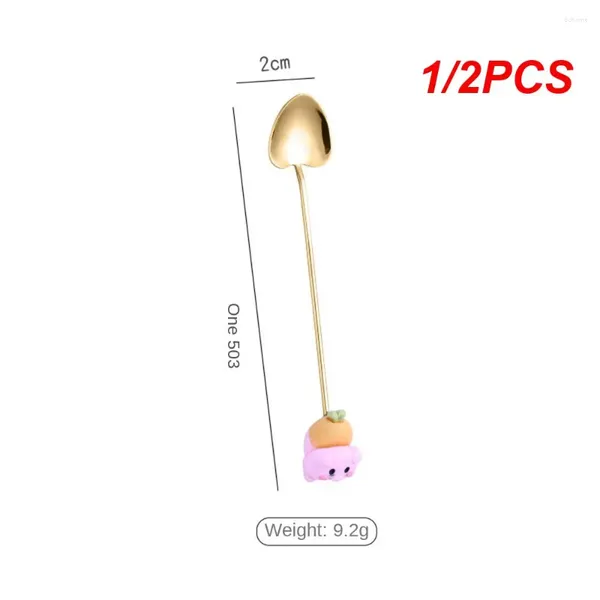 Gabeln 1/2PCS Puppe Obst Gabel Cartoon Tier Form Spiegel Poliert Abstumpfende Spitze Kein Schmutz Einfache Reinigung küche Gadgets