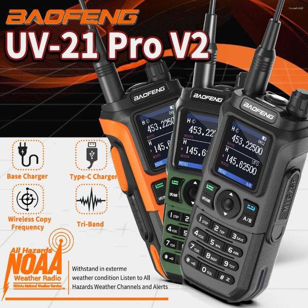 Walkie Talkie Baofeng UV-21 Pro V2 Ham Radio bidirezionale a lungo raggio Ricetrasmettitore di frequenza di copia wireless Caricatore di tipo C UV-5R 16KM