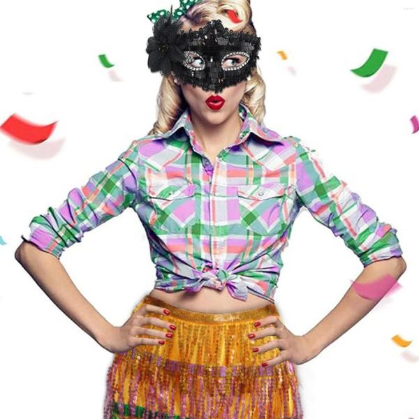 Fontes de festa Máscara de carnaval Masquerade Mens e Womens Mardi Gras Sparkly Lantejoulas Lace Flor Metade Face Dança Moda Eyemask