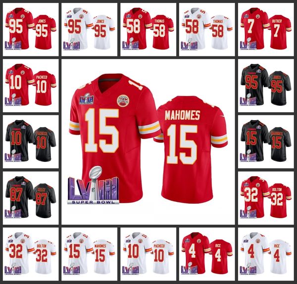 Kansas''City''Chiefs''Men 10 Isiah Pacheco 15 Patrick Mahomes 87 Travis Kelce 32 Nick Bolton Donne Gioventù 2024 Super''Bowl''LVIII Vapor FUSE Maglia