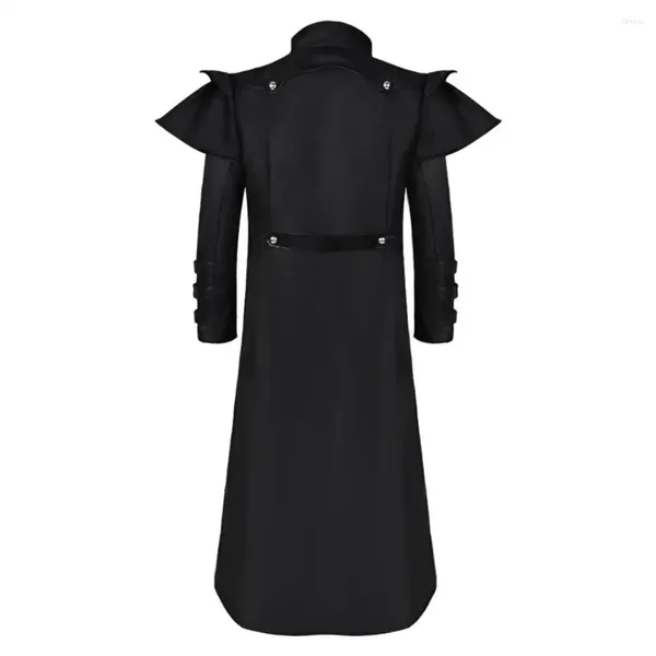 Herren-Trenchcoats, farbblockierter Reversmantel, mittelalterlicher königlicher Gothic-Steampunk-Cosplay für Halloween, Bühnenauftritt, Retro-Farbabstimmung