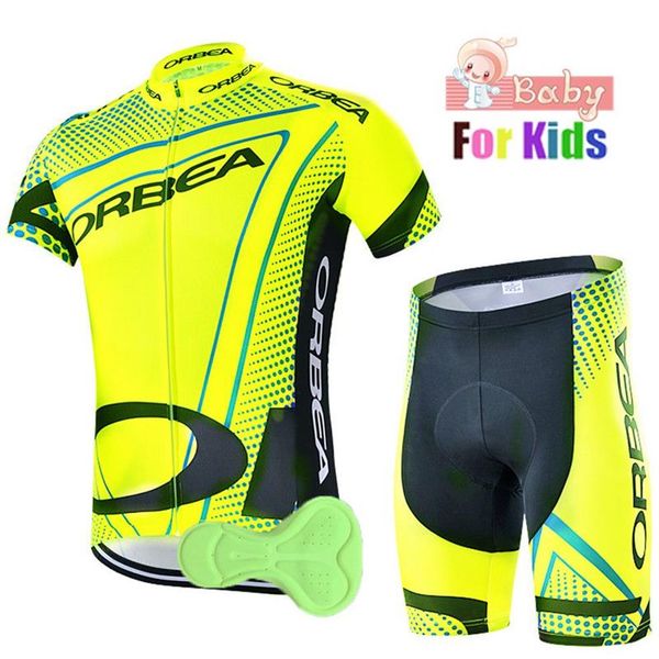 Orbea equipe de verão crianças conjunto camisa ciclismo meninos roupas shorts define crianças ropa ciclismo respirável e secagem rápida221p