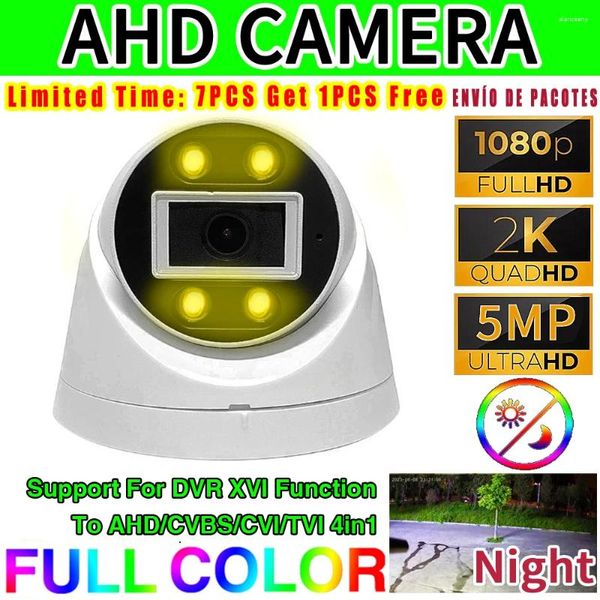 Visão noturna colorida cctv ahd dome câmera interna 5mp 1080p hd array luminoso led digital para vídeo doméstico esfera de teto