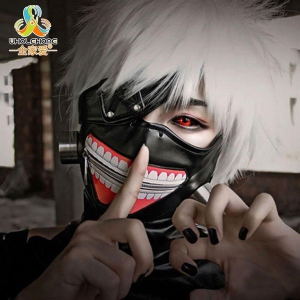 Alta qualidade liberação tóquio ghoul 2 kaneki ken máscara ajustável zíper máscaras de couro do plutônio legal máscara blinder anime cosplay y200103245r