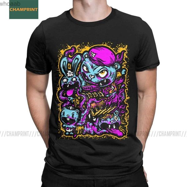 Homens camisetas Happy Tree Friends Family T-shirt Homens Algodão Camiseta Toothy Lumpy Flippy Petunia Cartoon Manga Curta Camiseta Presente Idéia Tops 240130