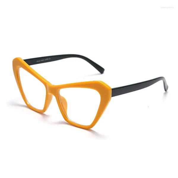 Óculos de sol quadros olho de gato anti luz azul óculos ópticos para mulheres homens amarelo verde quadro claro lente óculos moda unisex óculos