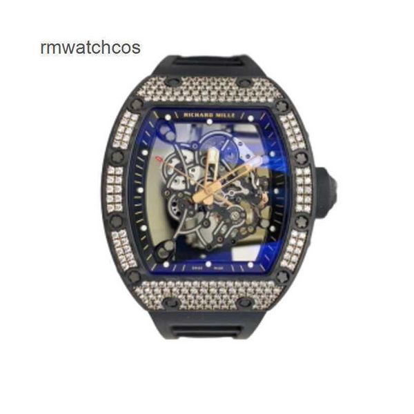 Richardmill Uhren Automatischer Chronograph Ristwatches Swiss Made Richardmill Mens Series RM 055 NTPT Carbon Fiber Diamond Mens Fashion Leisure Sports Mech PVA3