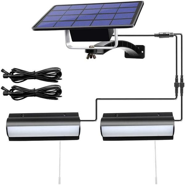 Cabeça dupla luz solar cordão jardim parede ao ar livre lâmpada de rua à prova dwaterproof água divisão lâmpada led com cordão lamps2558