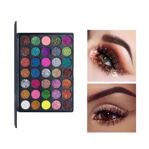 35 cores glitter shimmer sombra paleta de maquiagem pigmento estágio compõem paleta de sombra de olho brilho iluminador compõem 240124