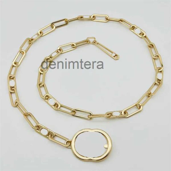 Cinture di design di lusso per donna Cintura a catena in oro alla moda Lettera classica Fibbia in metallo Accessori per abiti da donna Cintura da donna 7XUK