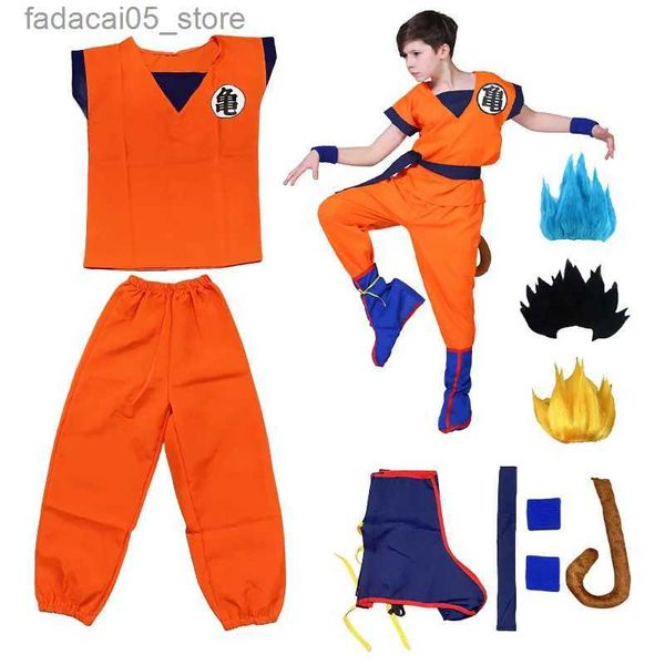 Tema Costume Bambini Adulti Goku Come Anime Son Goku Cosplay Come Supereroe Parrucca uniforme Halloween Carnevale Abiti da festa per uomo Donna Q240130