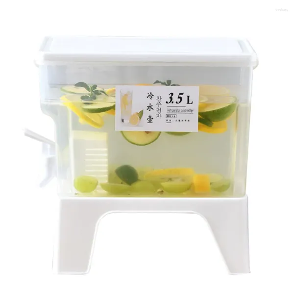 Garrafas de água 3.5L plástico dispensador de bebida fria bebida à prova de vazamento com torneira drinkware garrafa recipiente leite para geladeira