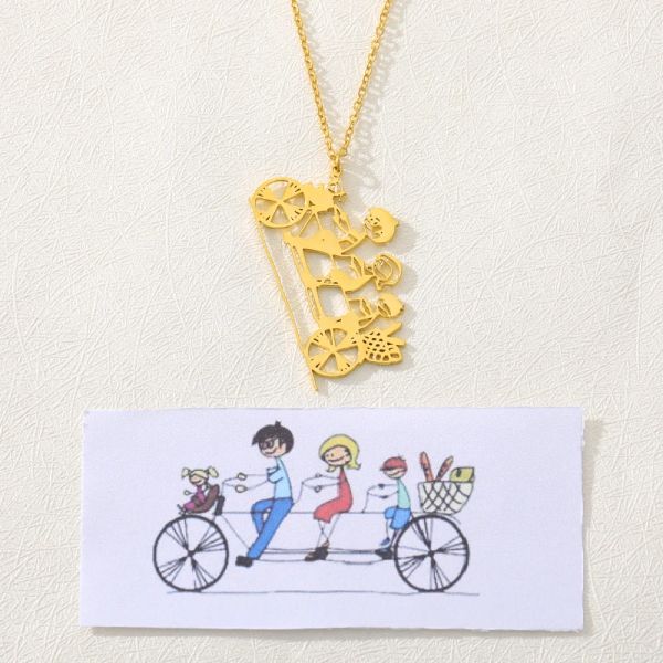 Colares desenho infantil desenho de chaves personalizadas personalizadas presente de sorte amuleto de sorte da família Jóias de aço inoxidável de aço inoxidável