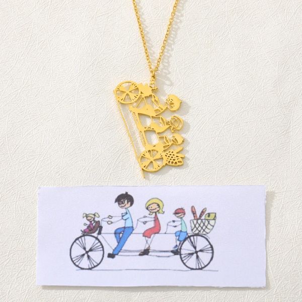 Collane Disegno per bambini Torchia personalizzato Regalo personale Amuleto Lucky Amulet Family Best Wishes in acciaio inossidabile