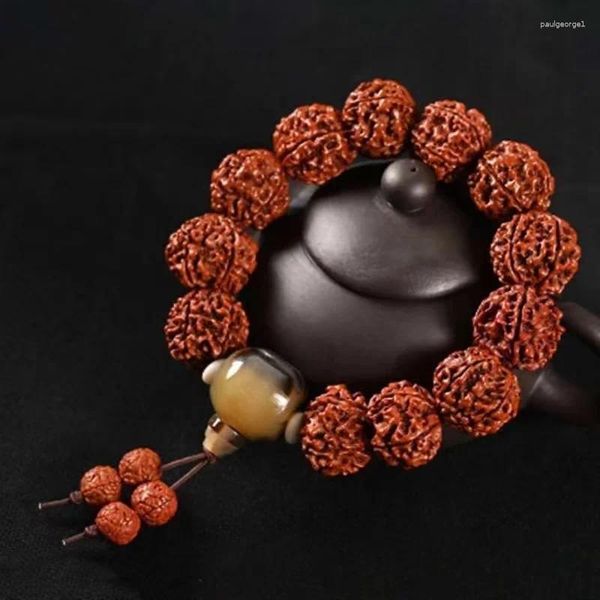 Strang Vajra Bodhi Buddha Perlen Handschnur Tibetischer Stil Fünf Blütenblätter Explodiertes Fleisch Holzgebet Herrenarmband