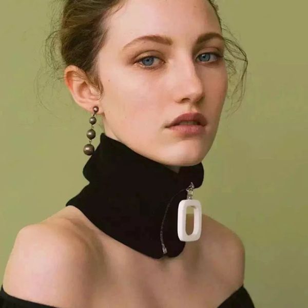 Halsketten 2023 Neues Winter Reißverschluss Elastizität Stricke gefälschte Kragen Halskette für Frauen Mode Nachtclub Party Statement Schmuck Schmuck
