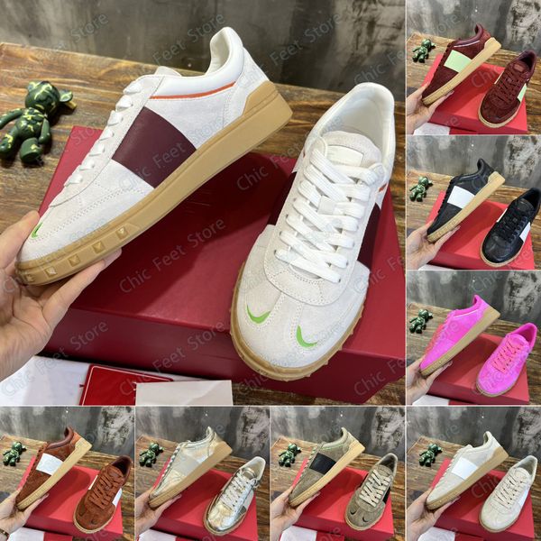 Luxusschuhe Upvillage-Turnschuhe Designer-Turnschuhe Low-Top-Turnschuhe Freizeitschuhe Modischer Kalbsleder-Trainer Skateboard Walking Discount-Schuhe Größe 35-45