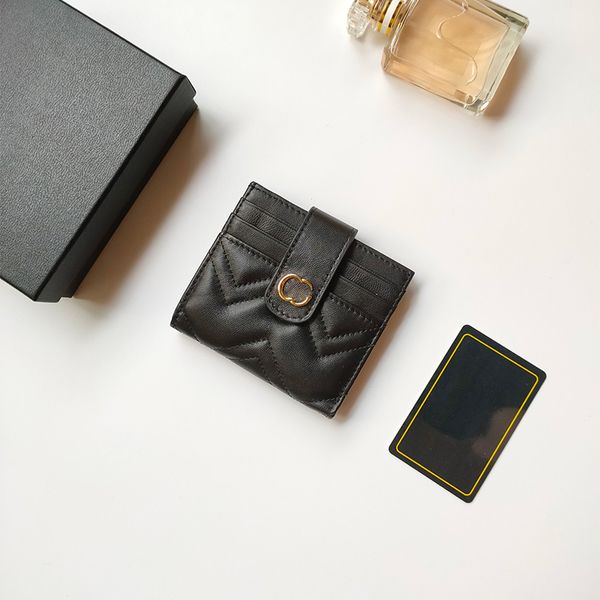 Designer nova carteira de cartão G para mulheres titular de cartão de luxo carteira dobrável bolsa preta carteira de cartão descubra o que há de mais recente em bolsas de moda bolsa de moedas com caixa original
