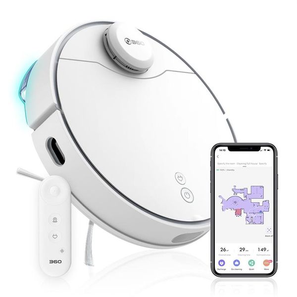 360 S9 Roboter-Staubsauger, intelligenter LDS-Lidar-Laser, 5200 mAh, 53 dB, geräuscharm, 2200 Pa, elektrischer Wassertank-Reinigungsroboter zum Wischen, 228 Jahre