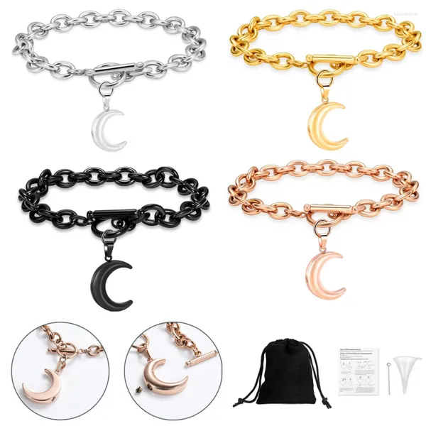 Bracciale rigido con urna lunare, braccialetti per cremazione in acciaio inossidabile da donna, per ricordo di ceneri umane/animali domestici