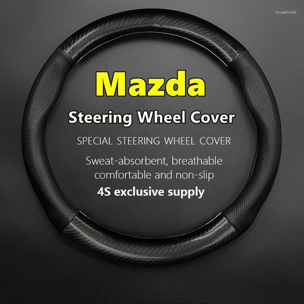 Lenkradbezüge für Mazda, echtes Leder, Kohlefaser, geruchlos, dünn, passend für Mazda3, Mazda2, Mazda6, Mazda5, Mazda8 2 3 5 6 8