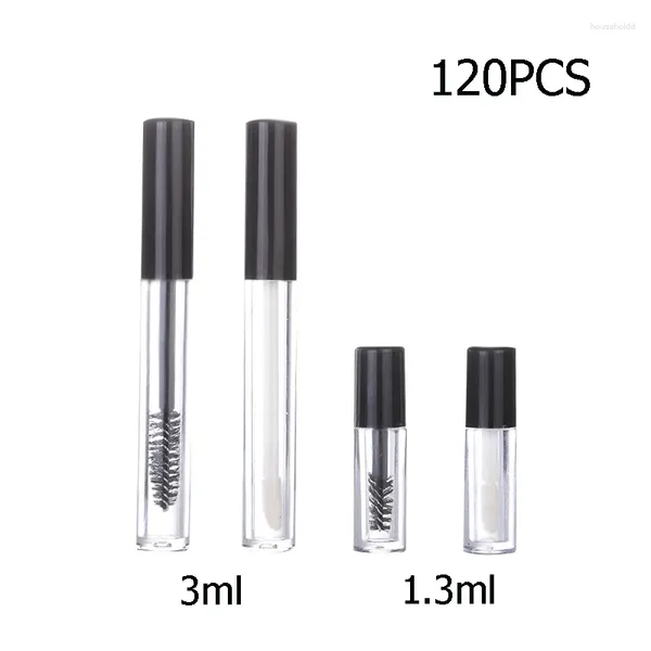 Garrafas de armazenamento 120pcs 1.3ml ou 3ml tubo de rímel vazio e varinha mini escova de cílios para brilho labial de óleo