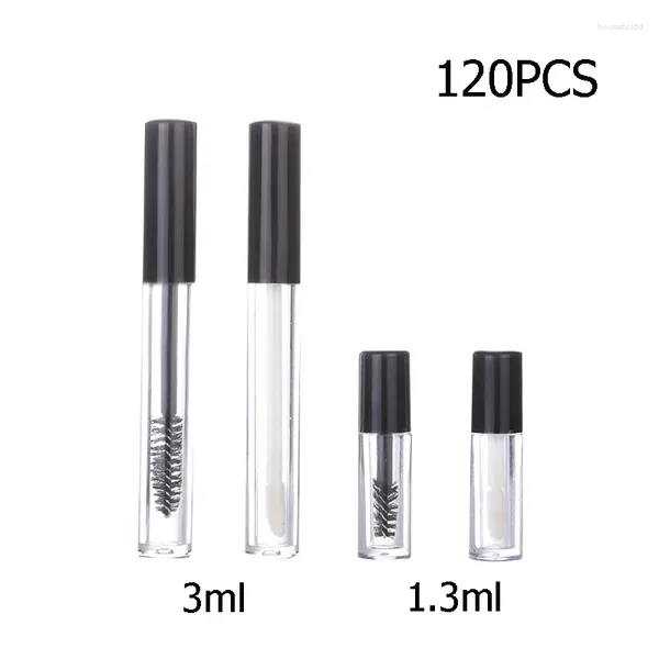 Vorratsflaschen 120 Stück 1,3 ml oder 3 ml leere Mascara-Röhre und Zauberstab Mini-Wimpernbürste für Öl-Lipgloss