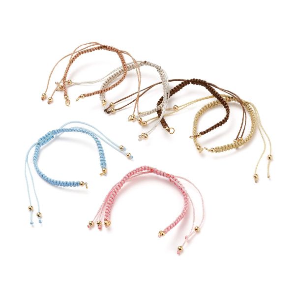 Pulseiras Kissitty 15 Pcs Cor Misturada Ajustável Trançado Poliéster Cord Pulseira Corda Fazendo com Anel de Salto para Mulheres Casal Pulseira Presente