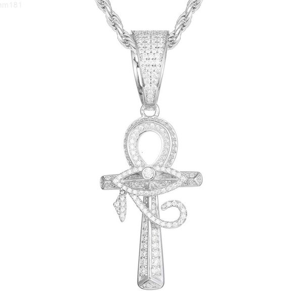 Collana con ciondolo croce Moissanite in argento sterling con croce in oro rosa Vvs, collana di moda hip-hop per uomo donna