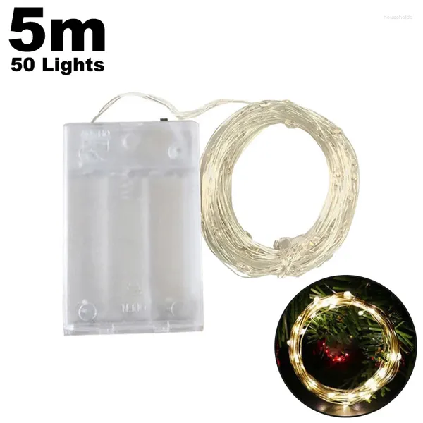 Stringhe 5M Batteria esterna impermeabile Luci a LED Stringa di filo di rame Fata Ghirlanda Lampada luminosa Decorazione di illuminazione per feste di Natale