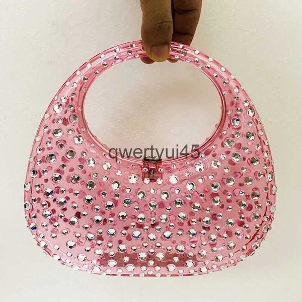 Totes Lady Evening Bags para mulheres Designer de luxo andbags e bolsas 2023 novo em plástico ABS transparente incrustado imitação diamantesqwertyui45