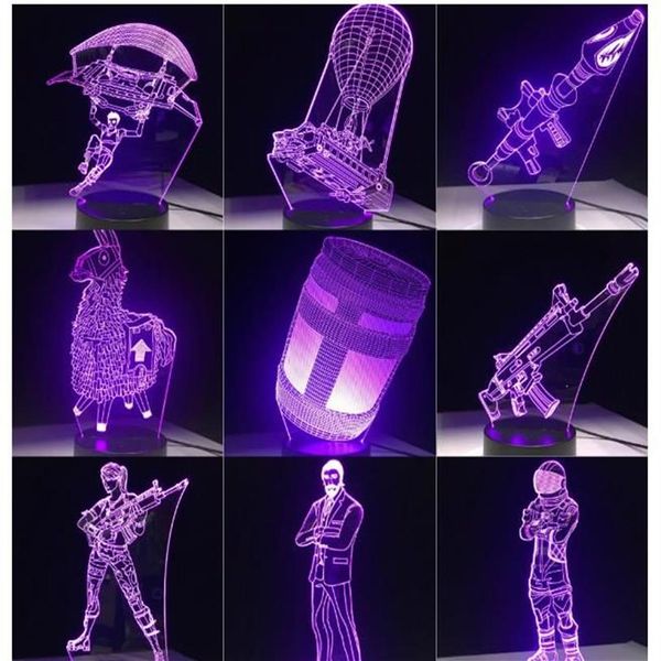 3D-LED-Lampe, 7 Farben, Touch-Schalter, Tisch-Schreibtisch-Licht, Lava-Lampe, Acryl-Illusion, Raumatmosphäre, Beleuchtung, Spiel-Fans, Geschenk, alle Skins234H