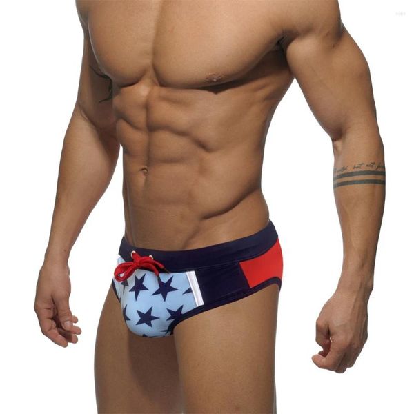 Costumi da bagno da uomo Slip da bagno da uomo Pouch Pad Enhancer Star Patchwork Costume da bagno Sexy Vita bassa Sport Beach Board Costume da bagno da surf