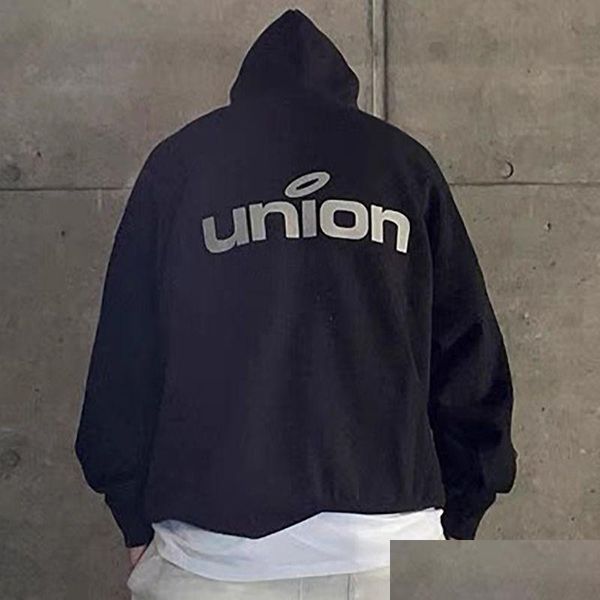 Мужские толстовки и толстовки Union Brand Collab.Толстовка с капюшоном, черный, белый, зеленый, повседневные флисовые джемперы для мужчин и женщин, уличная одежда в стиле хип-хоп Mg210 Ott27