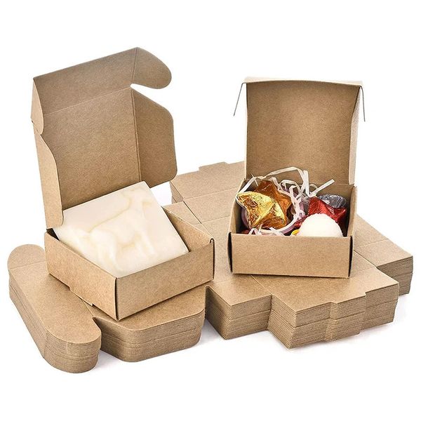 50 Stück Geschenkpapier, Geschenkbox, quadratisch, Kraftpapier, Verpackung, Hochzeit, Party, Gastgeschenke, handgefertigte Seife, Schokolade, Süßigkeiten 240124