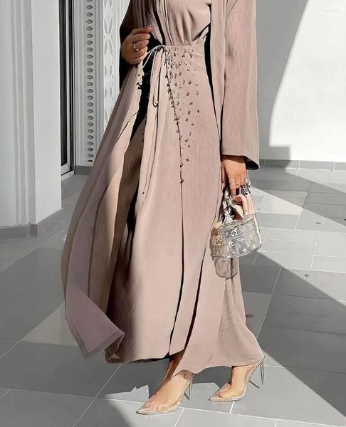 Этническая одежда Бангладеш Абая Мусульманское платье Женское вечернее платье из 3 предметов Сер Марокканский кафтан на шнуровке Исламский джилбаб Хиджаб Vestidos