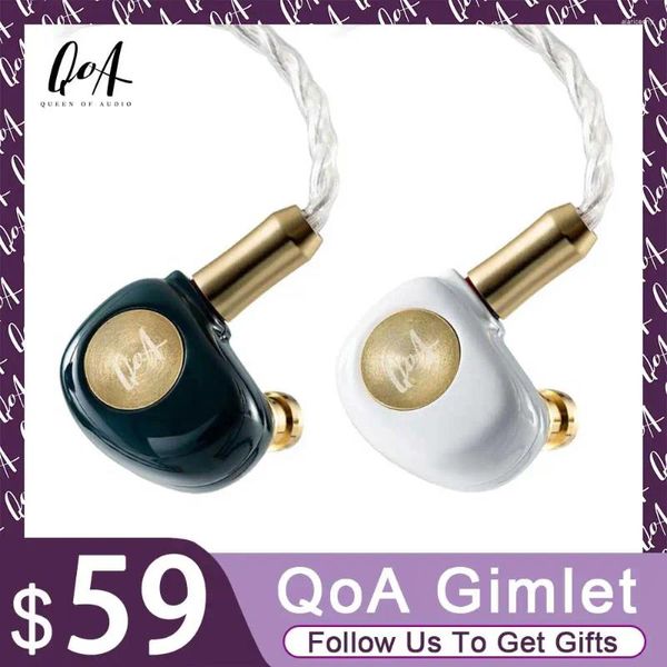 Qoa gimlet fone de ouvido 10mm lcp driver dinâmico 4-core ofc banhado a prata in-ear iem monitor de música fone de ouvido de alta fidelidade 2pin cabo fones de ouvido