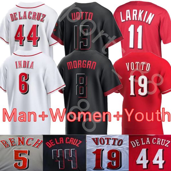 Personalizado 2024 S-4XL 44 Elly De La Cruz Joey Votto Jersey de beisebol Ken Griffey Jonathan India Hunter Greene Johnny Bench Tyler Stephenson Jake Baseball Jerseys