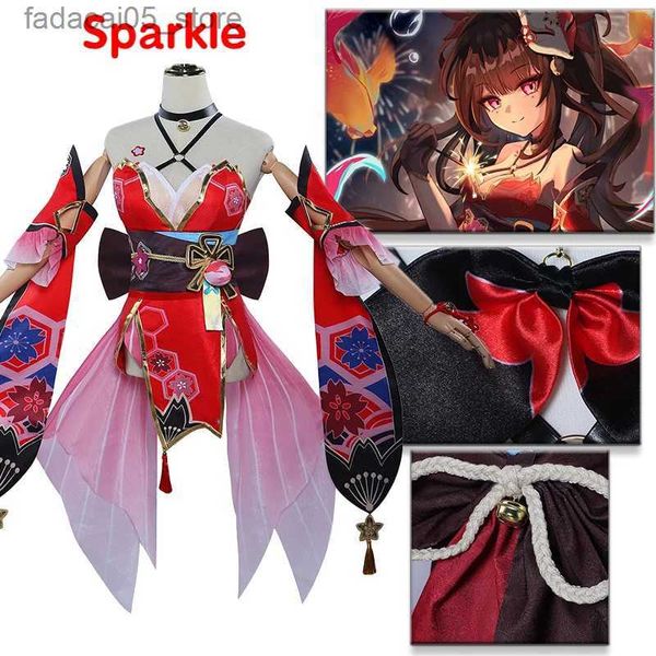 Tema Costume Sparkle Cosplay Come Honkai Star Rail Parrucca Maschera Completo Parrucca Uniforme Vestito da festa di Halloween per le donne Comic Con Anime Gioco Carnevale Q240130