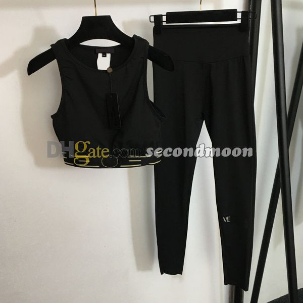 Ginásio de fitness tanques topo feminino designer recortado topos cintura elástica calças yoga verão esporte wear