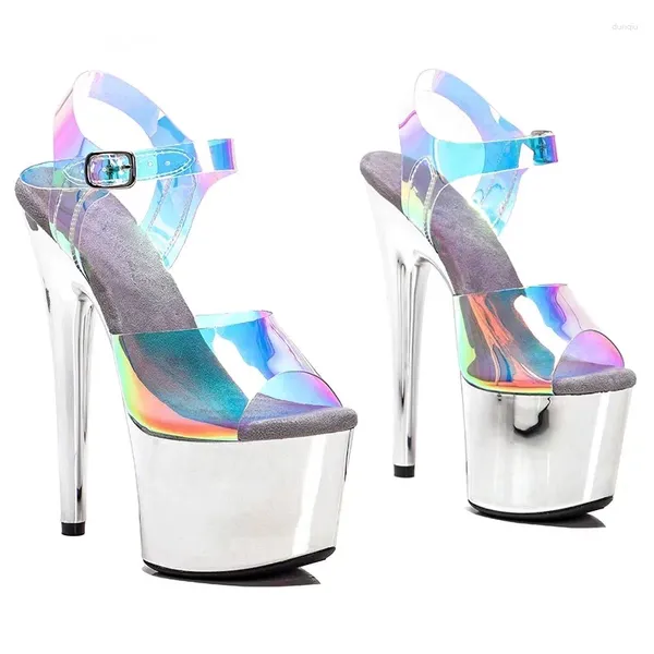 PVC sandaletler inç laijianjinxia cm üst moda seksi egzotik yüksek topuk platform partisi kadınlar kutup dans ayakkabıları