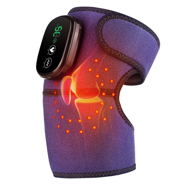 Massageador elétrico de joelho com 3 níveis de vibração aquecida, fita de aquecimento USB, dispositivo de alívio de dor no ombro e cotovelo 240122