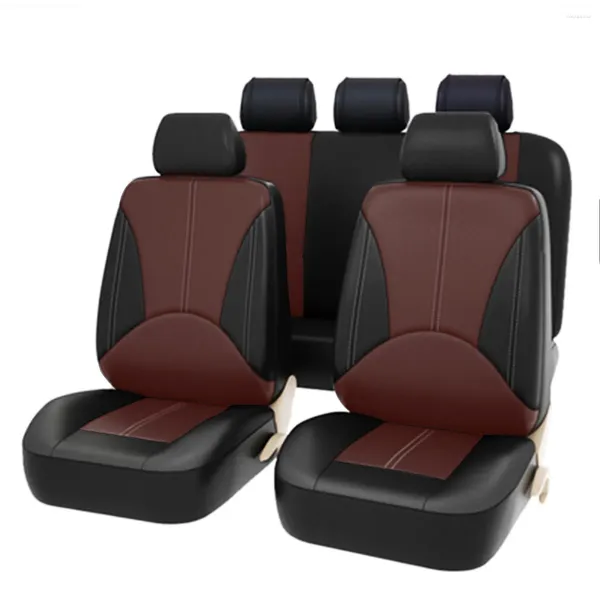 Capas de assento de carro 5 assentos Universal PU Capa de couro Set Fit maioria dos acessórios Protetor para sedan SUV Truck