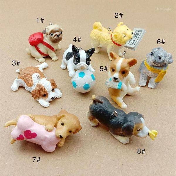 Encantos 30-50mm moda artesanato animal jóias resina 3d cão de estimação filhote de cachorro para chaveiro fazendo pingentes pendurados artesanal diy material1234c