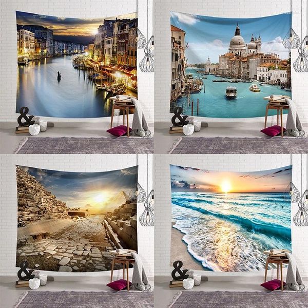 Tapeçarias Paisagem Tecido Pôster Pano Grande Capa de Praia Estética Quarto Home Goth Decor Decorações Mar Sol Palmeira México Pendurado na Parede